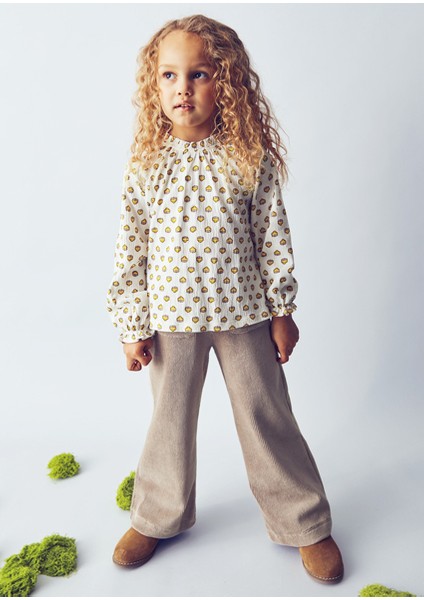 Bej Hardal Kız Çocuk Şifon Örgü Bluz 4003 modelleri