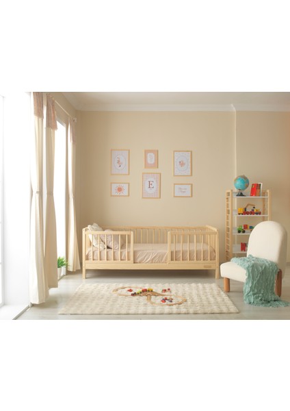 Nova - Natural Orta Kapılı Yuvarlak Çıtalı Karyola