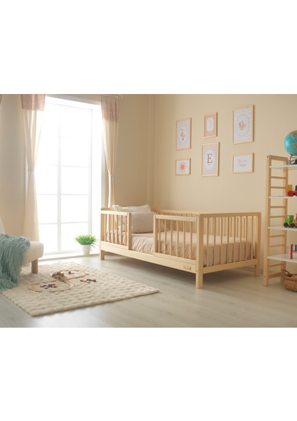 Nova - Natural Orta Kapılı Yuvarlak Çıtalı Karyola modelleri