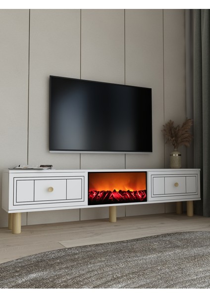 Dariodd Şömineli (A) Bohem Tv Sehpası Beyaz-Beyaz fiyatları