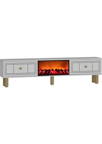 Dariodd Şömineli (A) Bohem Tv Sehpası Beyaz-Beyaz modelleri