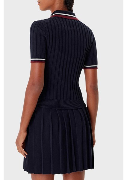 Sabina Logolu Yünlü Slim Fit Düğmeli Polo Yaka Kısa Kollu Kazak V5BP04Z1152 Bayan Polo Yaka Kazak V5BP04 Z1152 A74A modelleri