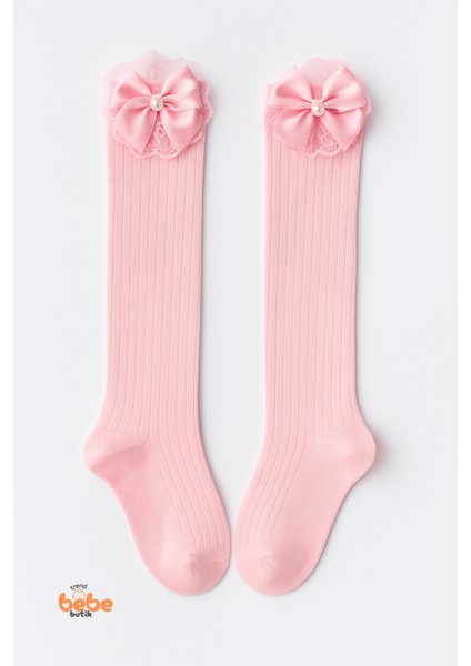 Kız Çocuk Dizaltı Kurdele ve Dantel Detaylı Pamuklu Dizüstü Çorap | 3-12 Yaş |okul & Günlük Kullanım fırsatları