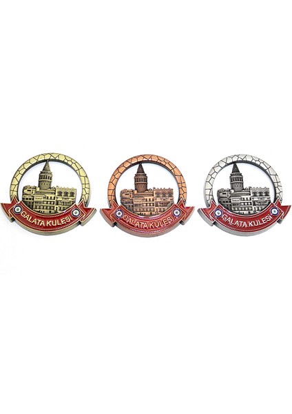 Istanbul Temalı Metal Magnet Galata Kulesi Yuvarlak Tasarım