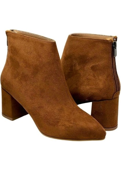 Günlük Kadın Kısa Bot Kalın Topuklu Fermuarlı Sivri Burunlu Tırtıklı Taban Kürklü Astarlı Bootie 211 ( Mahmut Özer ) fiyatları