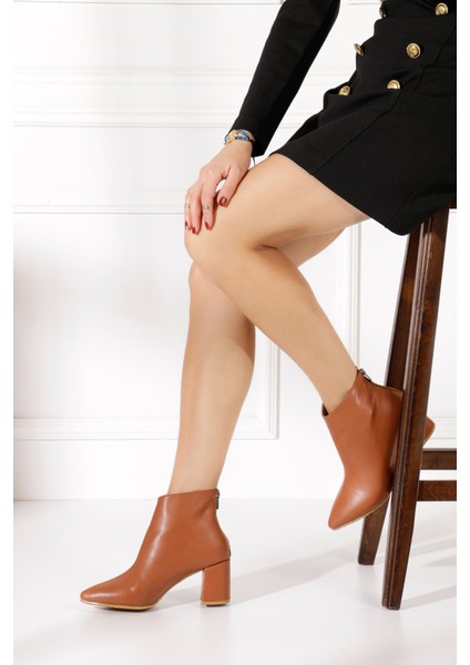 Günlük Kadın Kısa Bot Kalın Topuklu Fermuarlı Sivri Burunlu Tırtıklı Taban Kürklü Astarlı Bootie 211 ( Mahmut Özer ) fiyatları