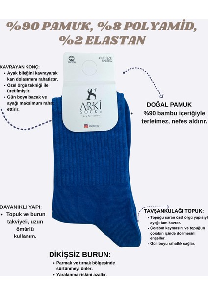 Arki Socks Unisex Kısa Çorap – Nefes Alabilen, Yumuşak Dokulu, Günlük Kullanıma Uygun
