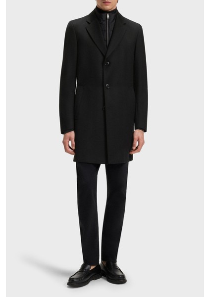 Yün Karışımlı Su Itici Slim Fit Çıkarılabilir Yaka Uzun Kaban Erkek Kaban 50551117 001