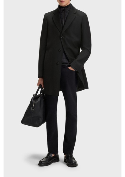 Yün Karışımlı Su Itici Slim Fit Çıkarılabilir Yaka Uzun Kaban Erkek Kaban 50551117 001 modelleri