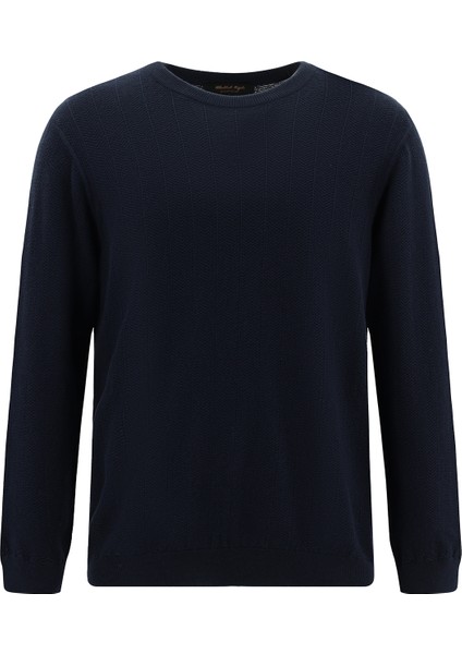 Bisiklet Yaka Regular Fit Yünlü Desenli Triko Kazak