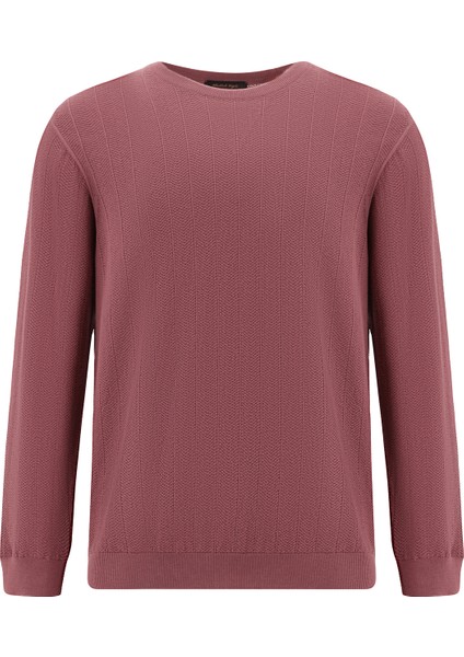 Bisiklet Yaka Regular Fit Yünlü Desenli Triko Kazak