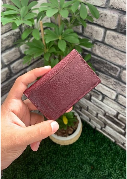 Bordo Hakiki Deri Mini Boy Kredi Kartlık - GRD250902WT1058