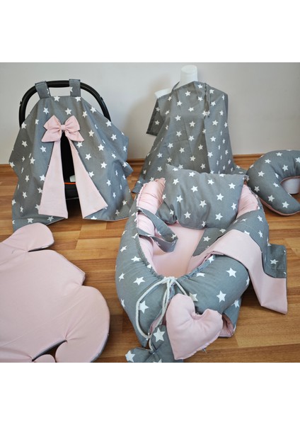 Koyu Yıldız Pudra Oval Yataklı 7 Parça Babynest Seti fiyatları