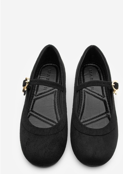 Kadın Tokalı Babet Meladi Siyah Süet