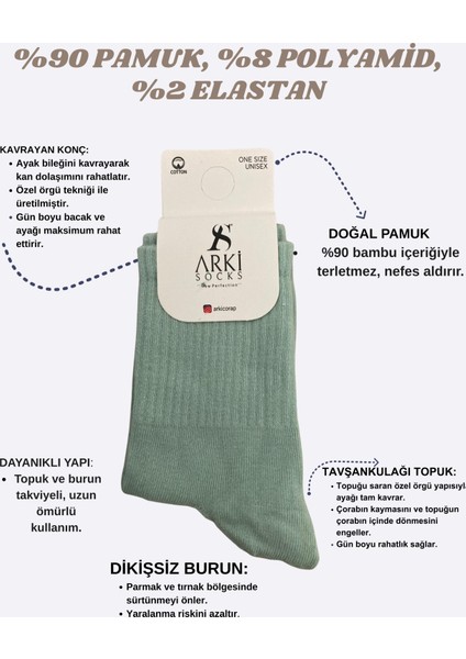 Arki Socks Unisex Kısa Çorap – Nefes Alabilen, Yumuşak Dokulu, Günlük Kullanıma Uygun