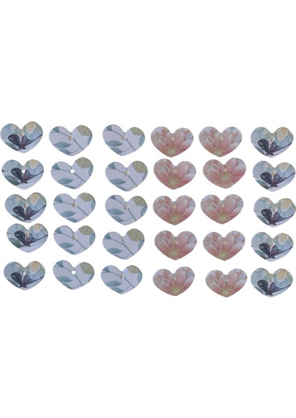 Karışık Desen Baskılı Kalp Figürü Hediye Paket Sallantı Kartı 60 Adet modelleri