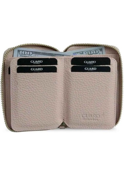 Pudra Pembe Hakik Deri Fermuarlı Mini Cüzdan - GRD250802WT1018 modelleri