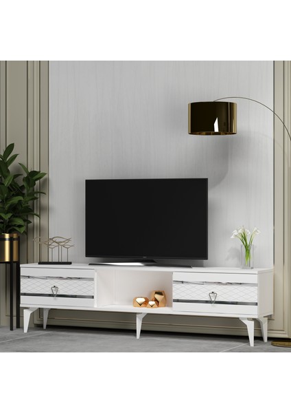 Pelinct Tv Sehpası Beyaz Gümüş