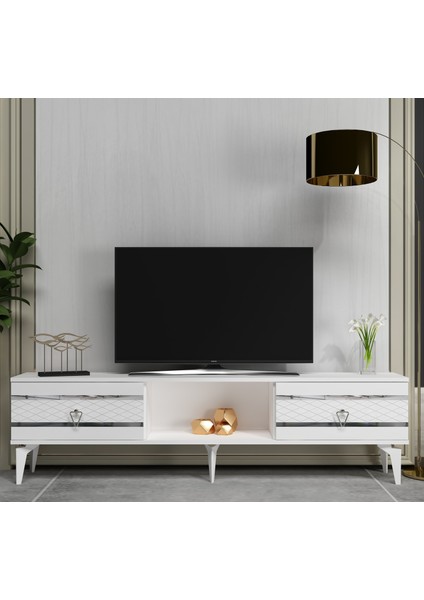 Pelinct Tv Sehpası Beyaz Gümüş modelleri