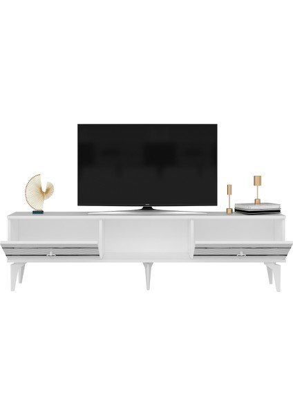 Pelinct Tv Sehpası Beyaz Gümüş fırsatları