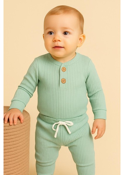 Unisex Basic Badili Alttan Çıtlı Fitilli Bebek Takım 3 Ay - 2 Yaş