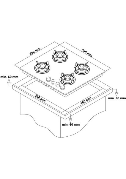 3970 4e 60 cm Elektrikli Siyah Cam Ankastre fırsatları