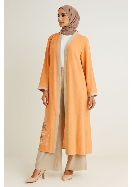 42877 Içi Bluz Sıfır Kol Üst Kimono Yankarın Yırtmaçlı Baskı Detayylı Pantolon Beli Lastikli Üçlü Spor Takım #02-25#