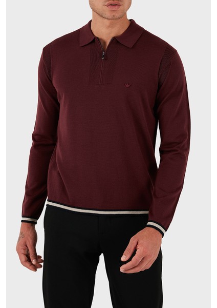 % 100 Yün Regular Fit Yarım Fermuarlı Polo Yaka Kazak Erkek Kazak EM001512 AF14158 U5086 fırsatları