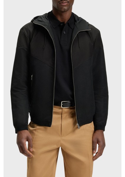 Poplin Kumaş Su Itici Regular Fit Kapüşonlu Yaka Ceket Erkek Ceket 50544135 001