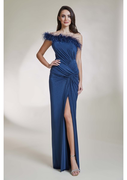 Abiye Elbise 9100-İNDIGO fiyatları