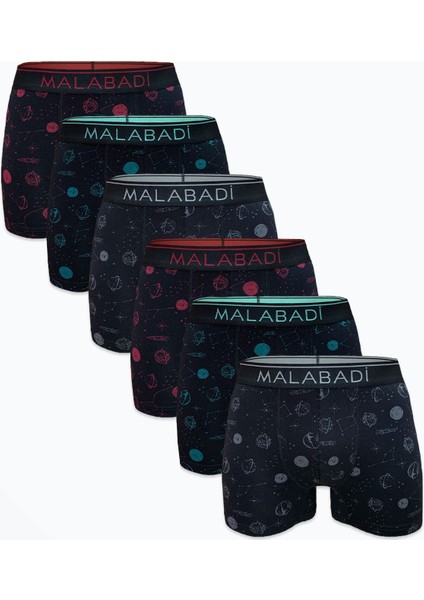 Erkek Siyah Desenli 6 Lı Premium Collection Modal Boxer 6M252