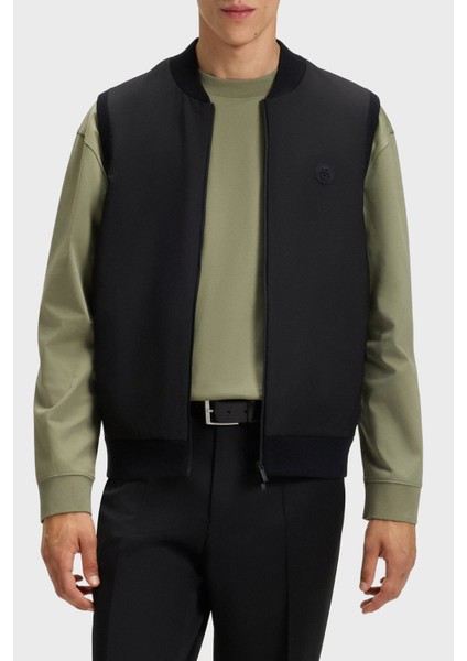 Logolu Regular Fit Kolej Yaka Fermuarlı Yelek Erkek Yelek 50543164 001