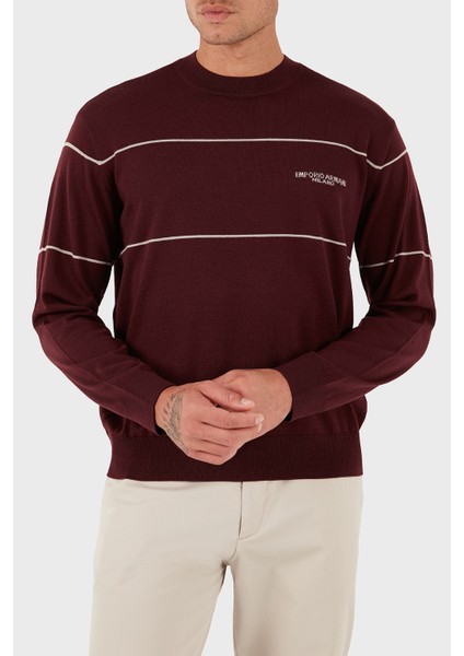 Yünlü Şerit Detaylı Regular Fit Bisiklet Yaka Kazak Erkek Kazak EM002796 AF14199 M5065 fırsatları