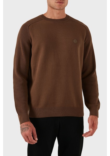 Logolu % 100 Pamuk Regular Fit Bisiklet Yaka Kazak Erkek Kazak 50543136 217