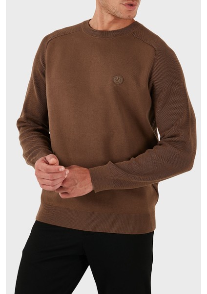 Logolu % 100 Pamuk Regular Fit Bisiklet Yaka Kazak Erkek Kazak 50543136 217 indirimleri
