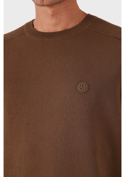 Logolu % 100 Pamuk Regular Fit Bisiklet Yaka Kazak Erkek Kazak 50543136 217