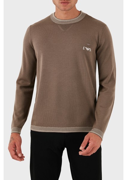 % 100 Yün Regular Fit Bisiklet Yaka Logolu Kazak Erkek Kazak EM003387 AF14697 U6189