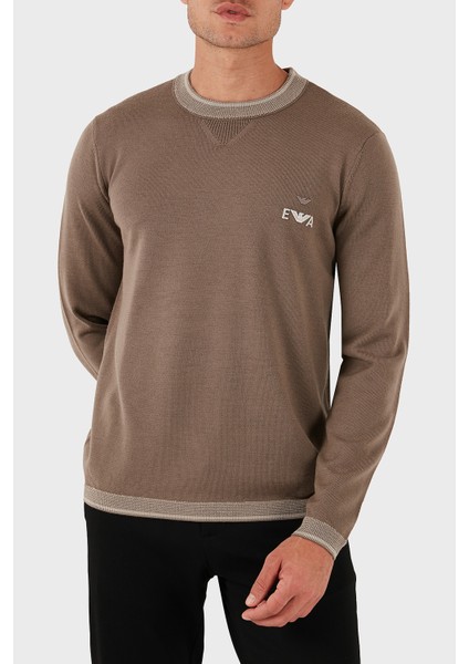 % 100 Yün Regular Fit Bisiklet Yaka Logolu Kazak Erkek Kazak EM003387 AF14697 U6189 indirimleri