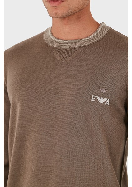 % 100 Yün Regular Fit Bisiklet Yaka Logolu Kazak Erkek Kazak EM003387 AF14697 U6189