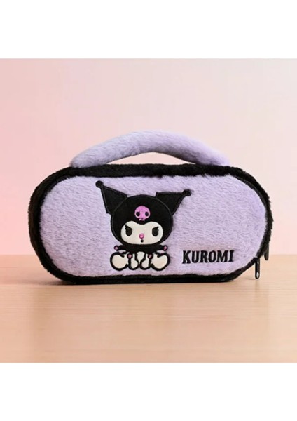 Kuromi Peluş Kalem Kutusu Üstten Tutmalı Geniş Kapasiteli Makyaj Çantası Mor modelleri