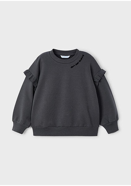 Gri Kız Çocuk Kol Fırfır Detaylı Bluz 4433 fiyatları