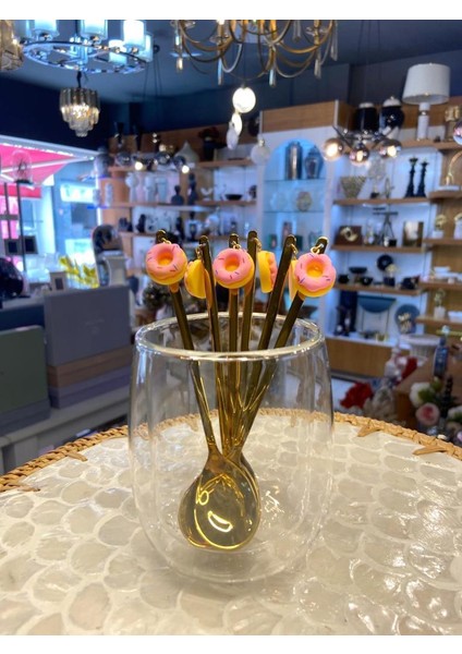 Altın Donut Desen 6'lı Kahve/çay Kaşık