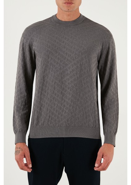 Jakarlı Logo Baskılı Regular Fit Bisiklet Yaka Kazak Erkek Kazak XM001316 AF10454 U8092 modelleri