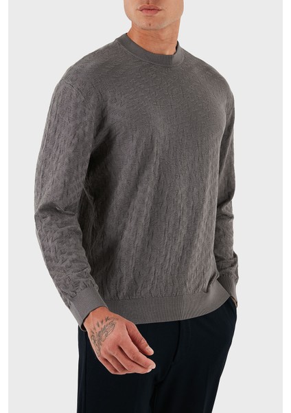 Jakarlı Logo Baskılı Regular Fit Bisiklet Yaka Kazak Erkek Kazak XM001316 AF10454 U8092 indirimleri