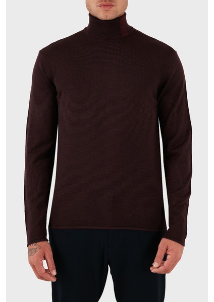 % 100 Yün Regular Fit Balıkçı Yaka Logolu Kazak Erkek Kazak EM002025 AF14195 F5009