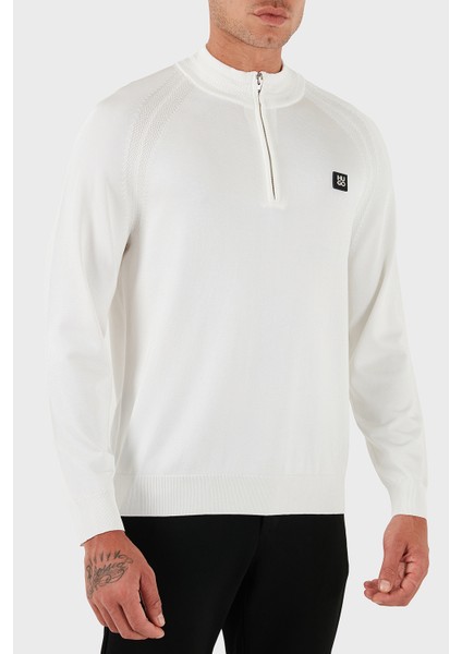 Logolu Regular Fit Yarım Fermuarlı Dik Yaka Kazak Erkek Kazak 50543786 102 fırsatları