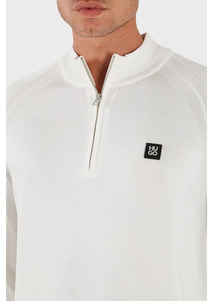 Logolu Regular Fit Yarım Fermuarlı Dik Yaka Kazak Erkek Kazak 50543786 102