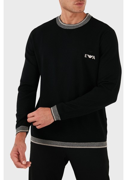 % 100 Yün Regular Fit Bisiklet Yaka Logolu Kazak Erkek Kazak EM003387 AF14697 UC001 indirimleri