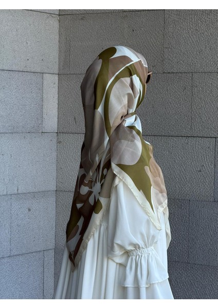 Pamuklu Vera Desen Eşarp-Vizon/haki fırsatları