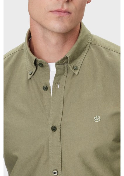 Logolu % 100 Pamuk Slim Fit Düğmeli Yaka Gömlek Erkek Gömlek 50544917 314 fırsatları